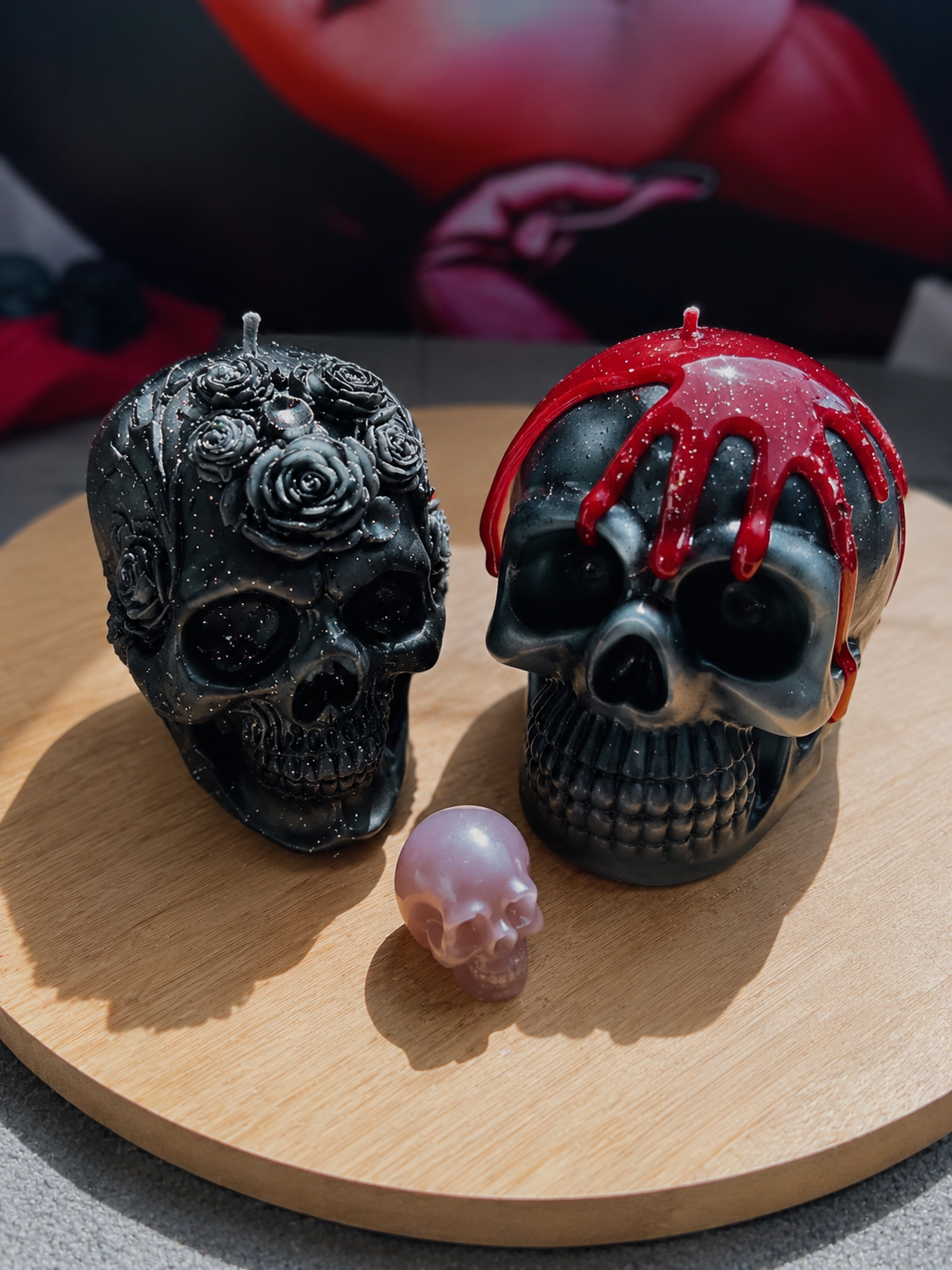 Black Oud Skull Candle Set – 3 Pieces Gothic Luxury Candles